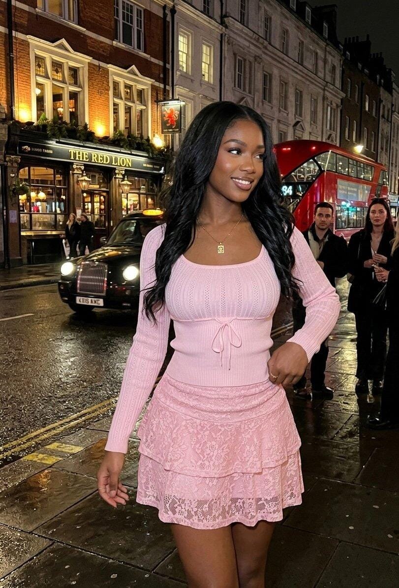 Customer photo review of Dainty Rose Pointelle Ribbed Top