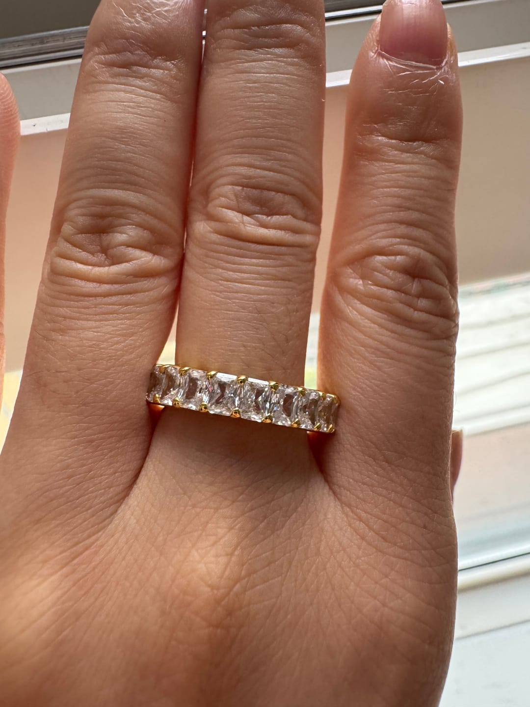 Customer photo review of Louily Elegant 3.5Ct Radiant Cut Women's Wedding Band In Sterling Silver