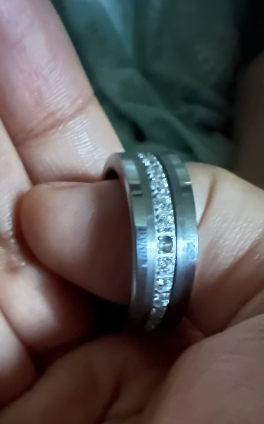Customer photo review of 8mm - Men's Tungsten Wedding Band, CZ Diamond Ring, Comfort Fit Anniversary Ring