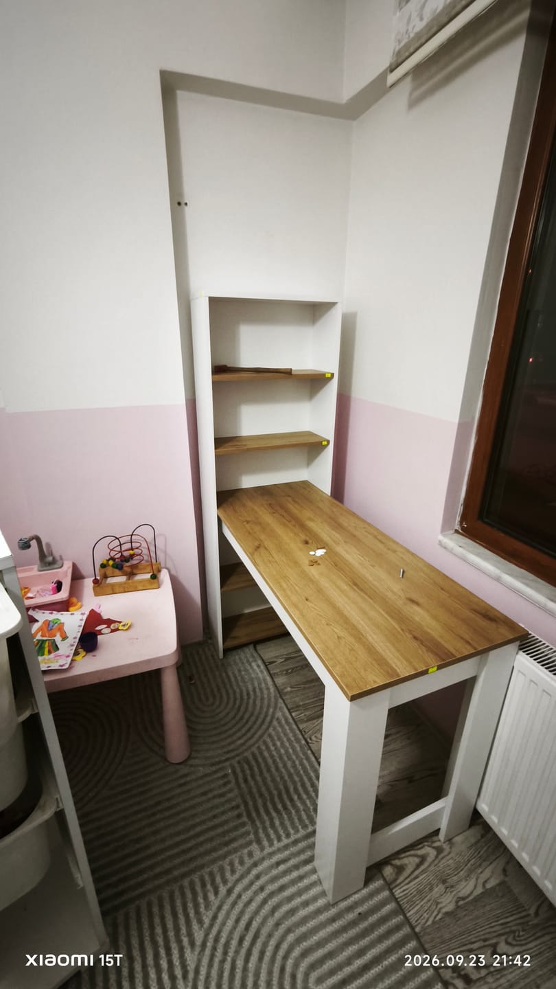 Customer photo review of Rani HA106 Raflı Çalışma Ofis Bilgisayar Masası Sepet Ceviz - Beyaz