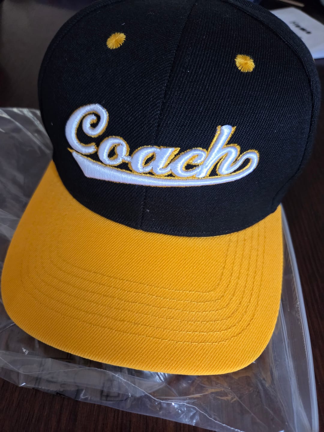 Customer photo review of Custom Black Gold 3D Puff Embroidery Flat Embroidery Casual Sport Baseball Cap
