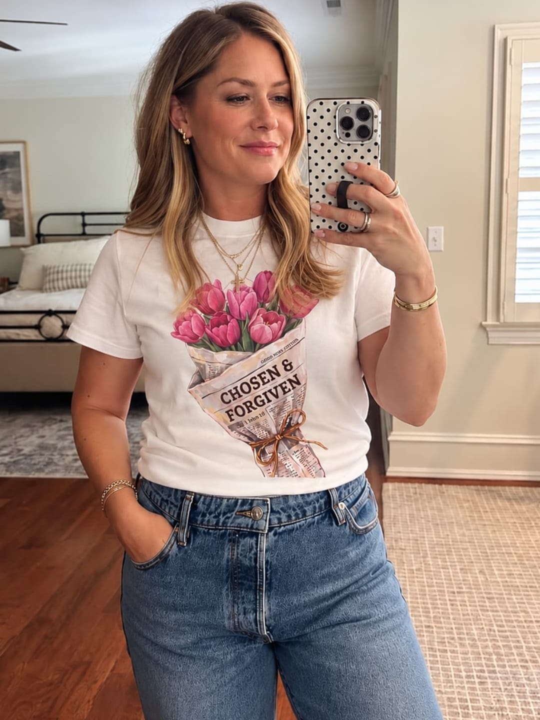 Customer photo review of Forgiven Pink Tulips T-Shirt