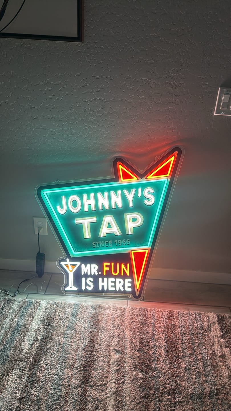Customer photo review of JOHNNY'S TAP | LED Neon Sign