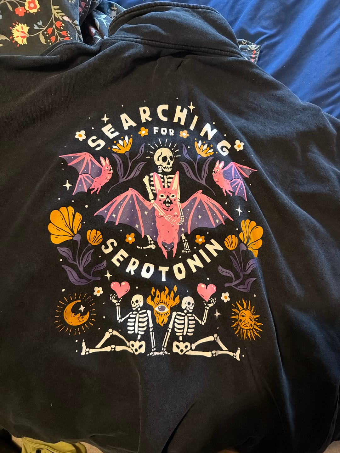 Customer photo review of Searching for Serotonin 1/4 Zip Sweater
