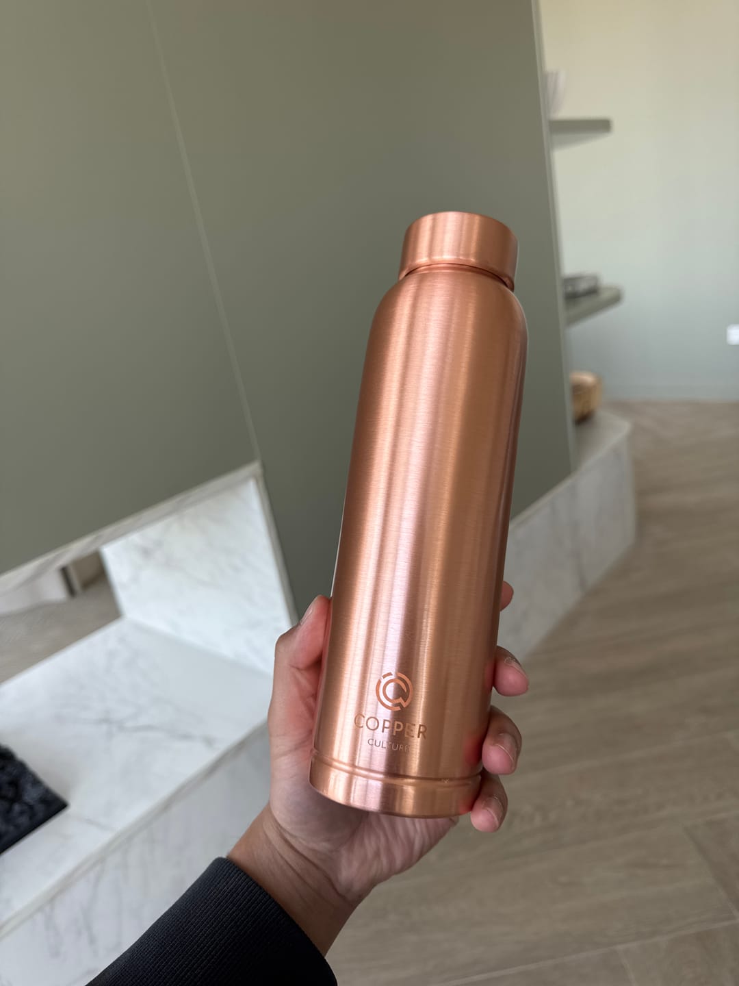 Customer photo review of Polished Copper Water Bottle 950ml