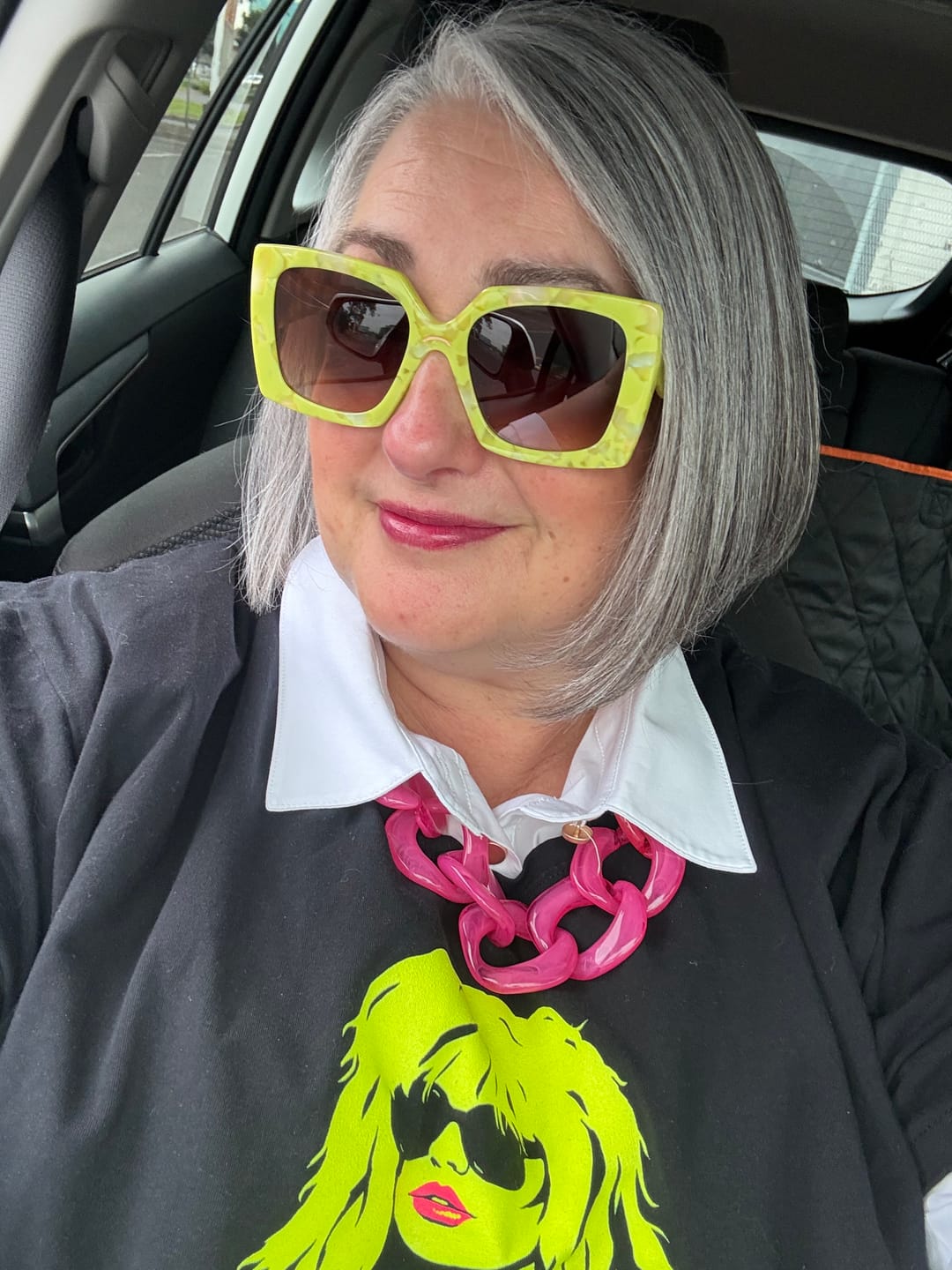 Customer photo review of Chartrella ~ Square chartreuse marble sunglasses