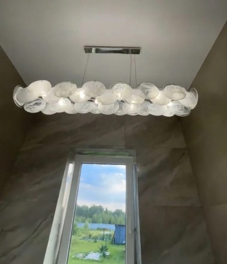 Customer photo review of Italian Murano Glass Pendant Chandelier Light (E14 Bulb Base) - Luxury Modern Ceiling Lamp Fixture for Living Room, Dining Room, Bedroom & Restaurant Decor