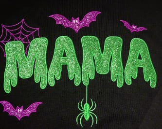 Customer photo review of Personalized Halloween Mama Glitter Embroidered Sweatshirt