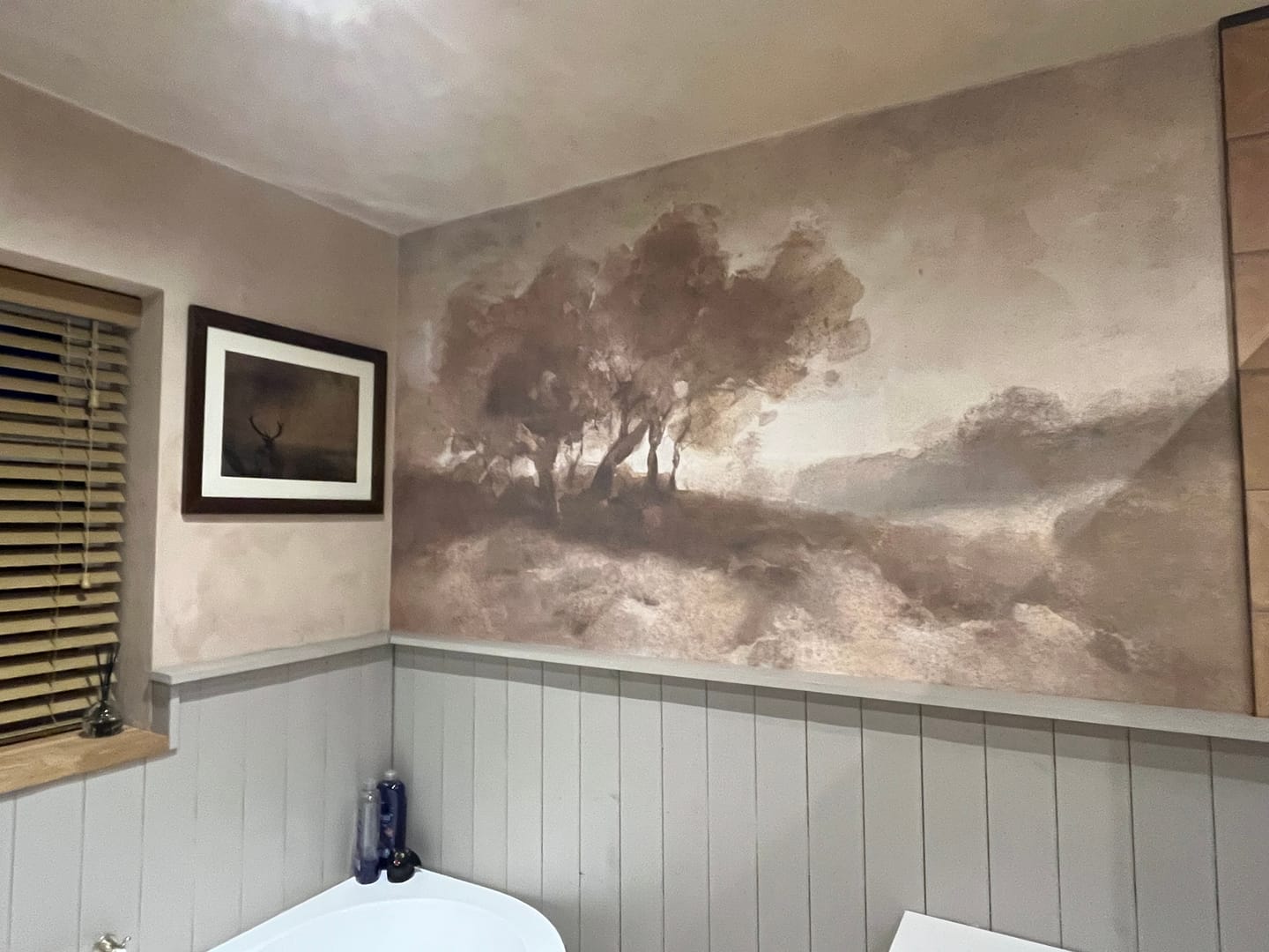 Customer photo review of Oak - Sepia Tree Landscape Painting Wallpaper Mural