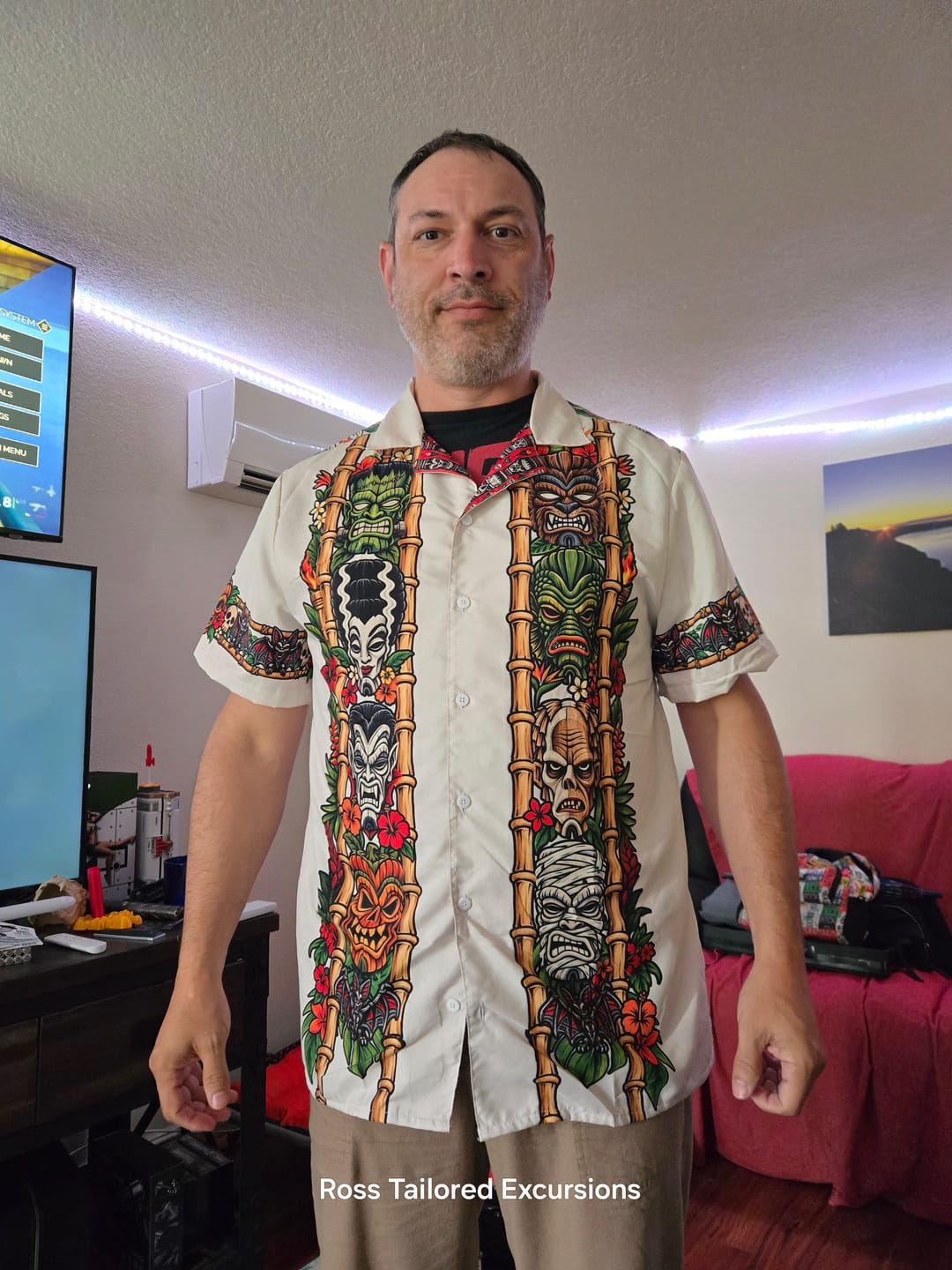 Customer photo review of Monsters & Mai Tais Vintage Button Up ( Cream )