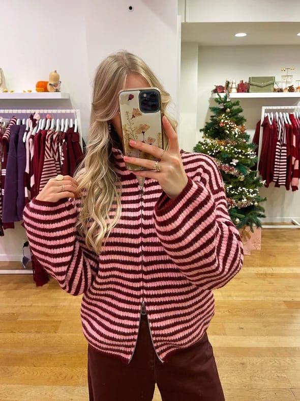 Customer photo review of Valerie High Neck Zip-Up Cardigan
