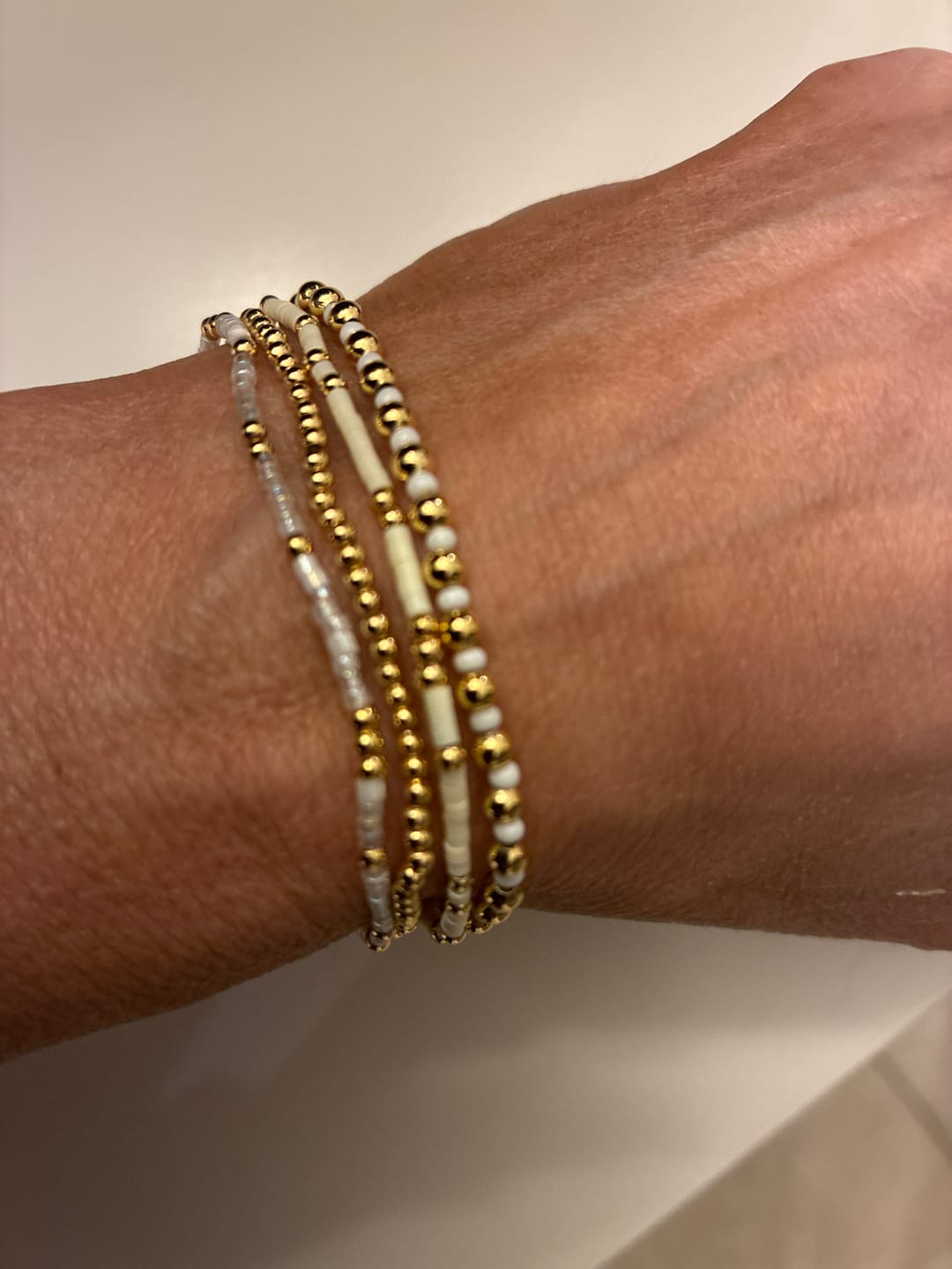 Customer photo review of Venice Bianco Stretch Stack Bracelet Set