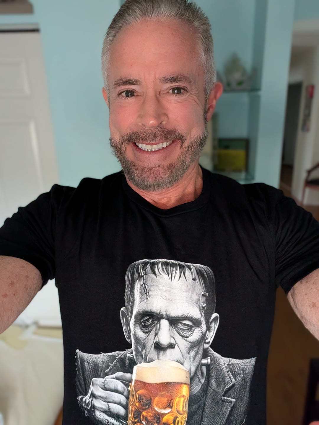 Customer photo review of Frankenstein Drinking Beer T-Shirt