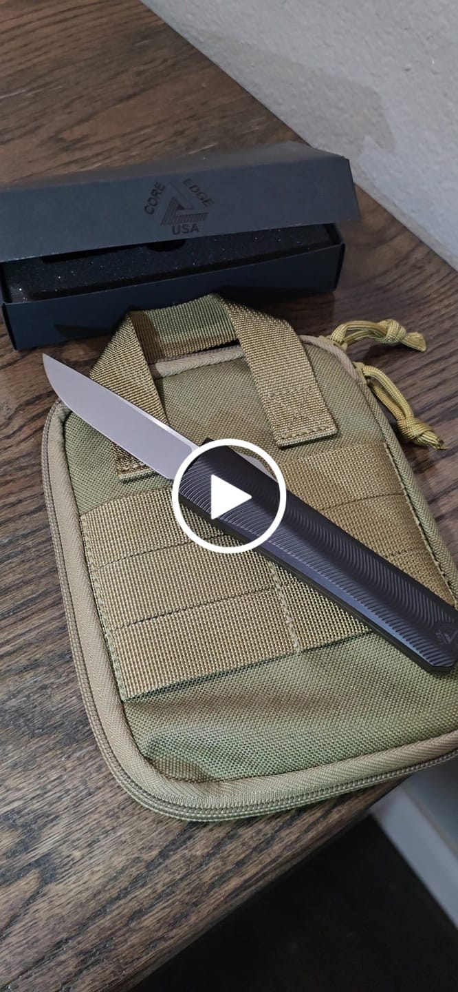 Customer video review of The Back Door: Core Edge USA 0331 Pulsar OTF Auto Knife - Black Aluminum, 3.35" MagnaCut Drop Point, Single Edge - Made in USA (Return)