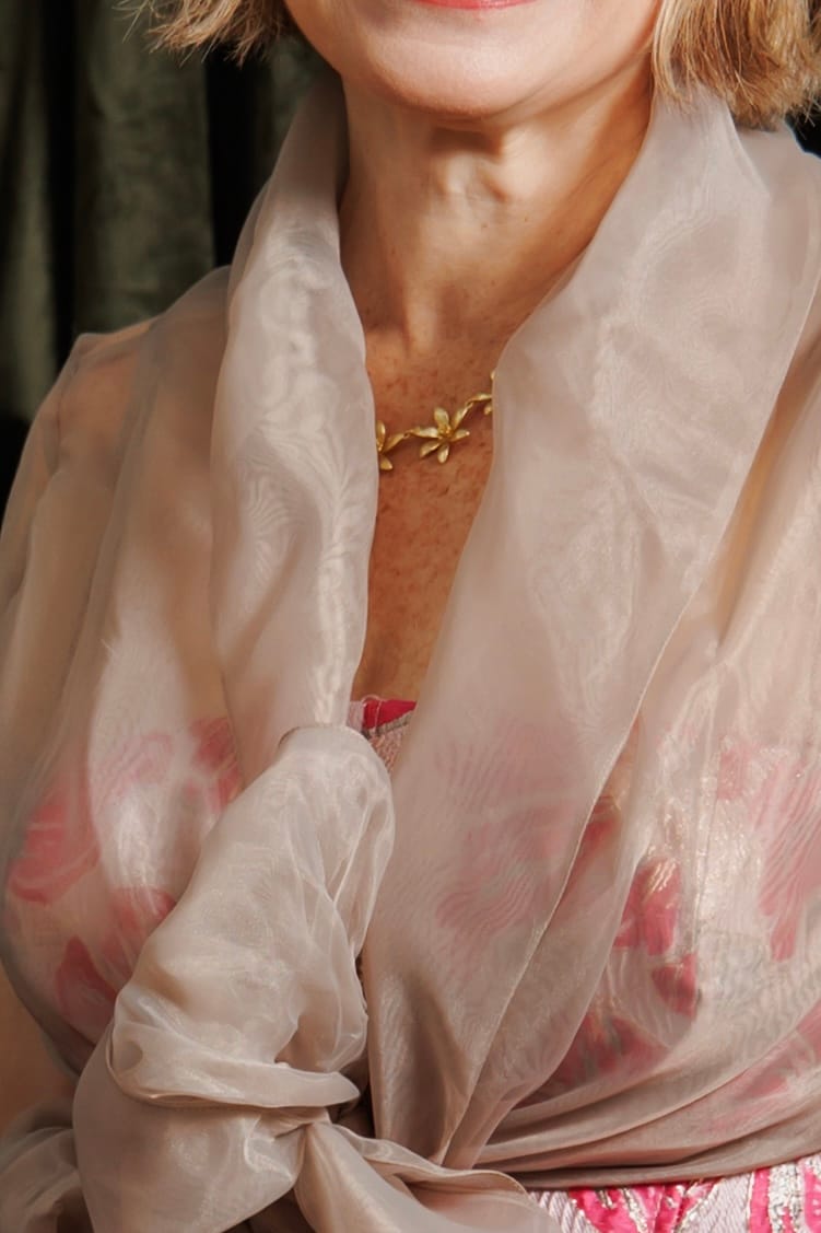 Customer photo review of River Lily Station Necklace 17” Gold