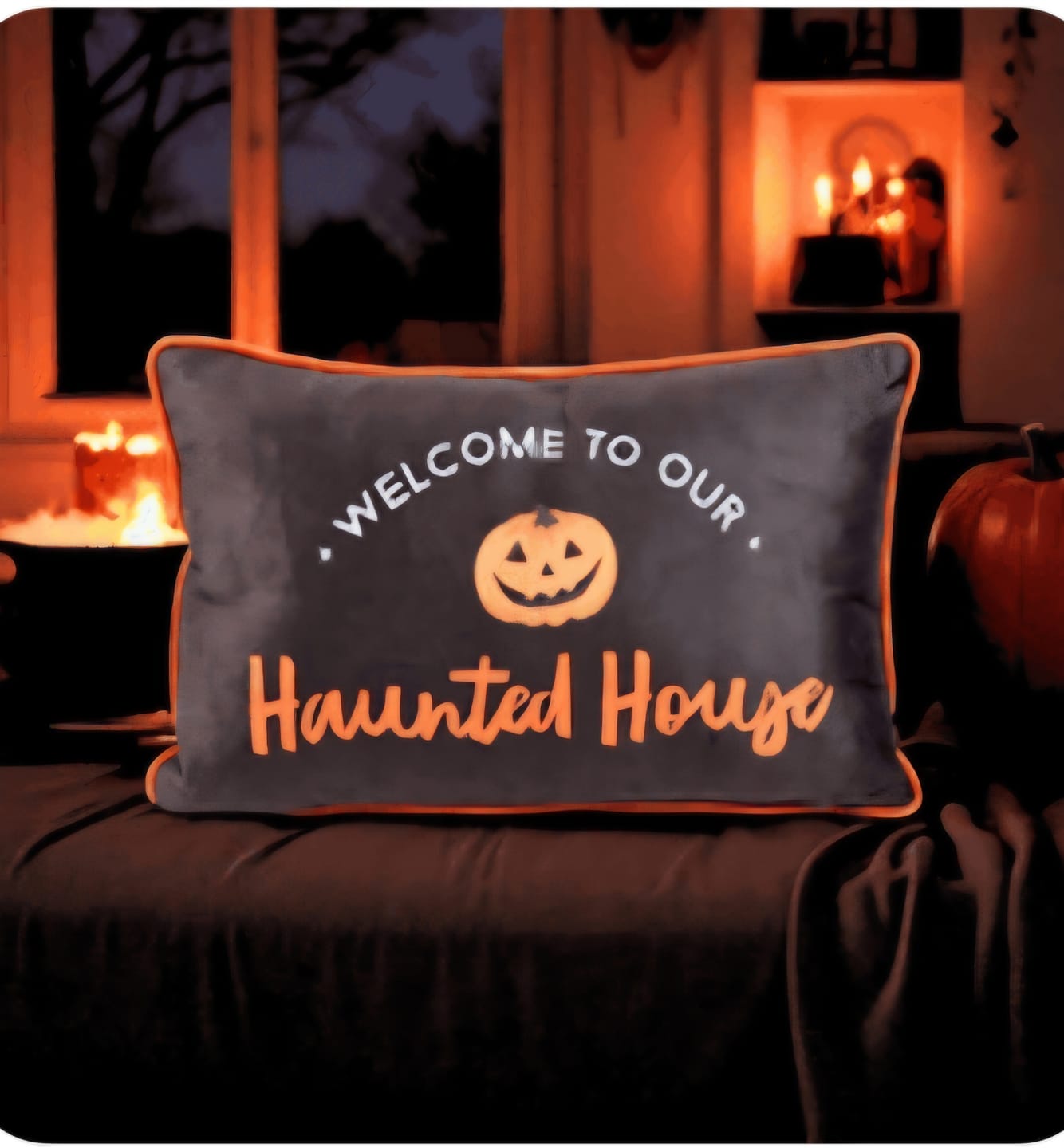 Customer photo review of Halloween Kissen Haunted House – Rechteckige Spooky Deko