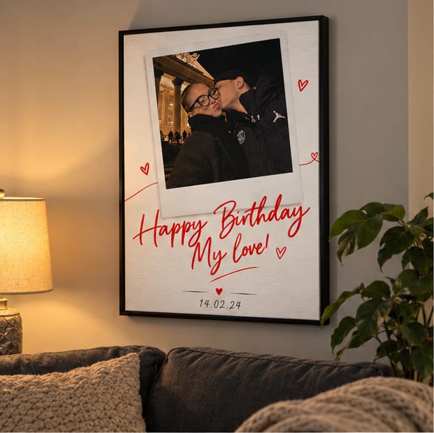 Customer photo review of Custom Birthday Couple Photo Canvas Wall Art