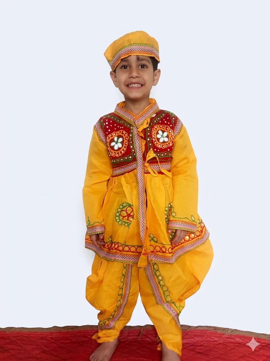 Customer photo review of Fancydresswale Gujrati Dress for Boys, Garba Dance Dress, Yellow