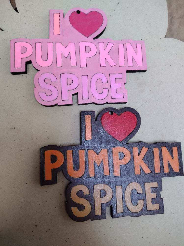 Customer photo review of Unfinished Wood Etched I Love Pumpkin Spice Shape | Paint By Line Crafts | up to 30" DIY