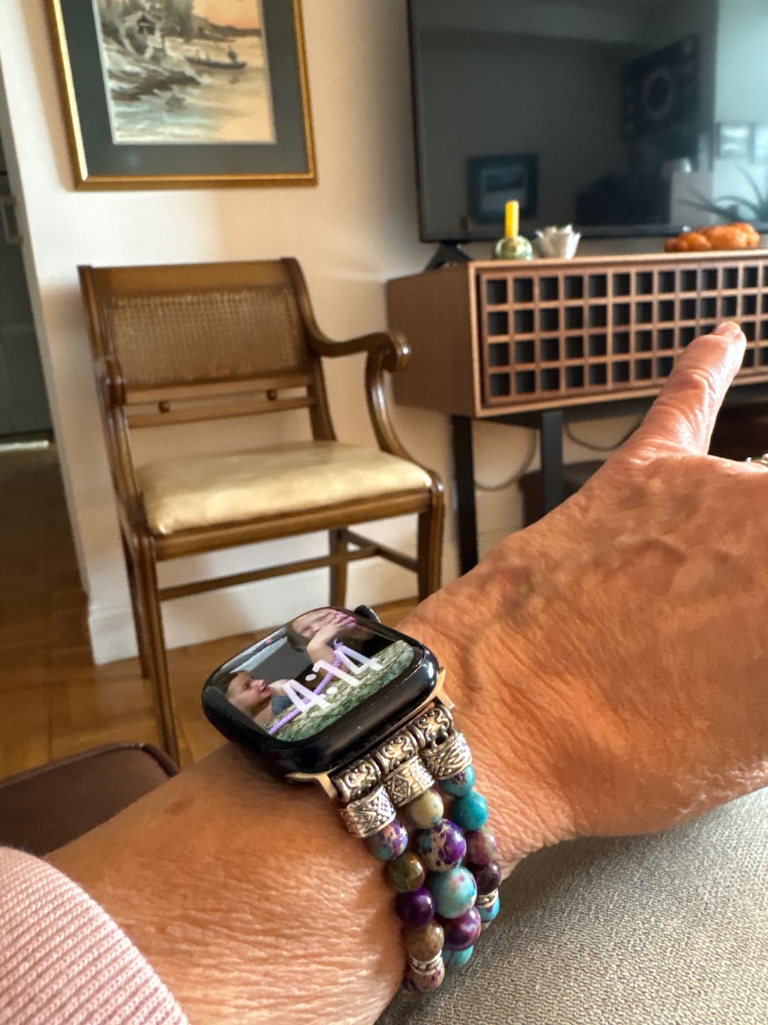 Customer photo review of Intense Jasper Stretch Apple Watch Strap