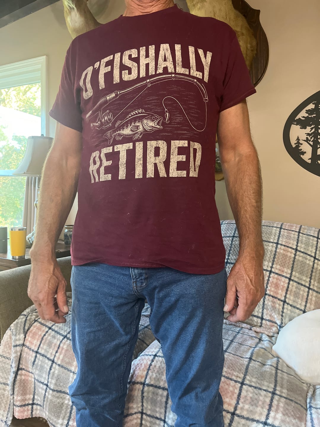 Customer photo review of O'Fishally Retired T-Shirt Bass Fishing Retirement Gift for Fisherman