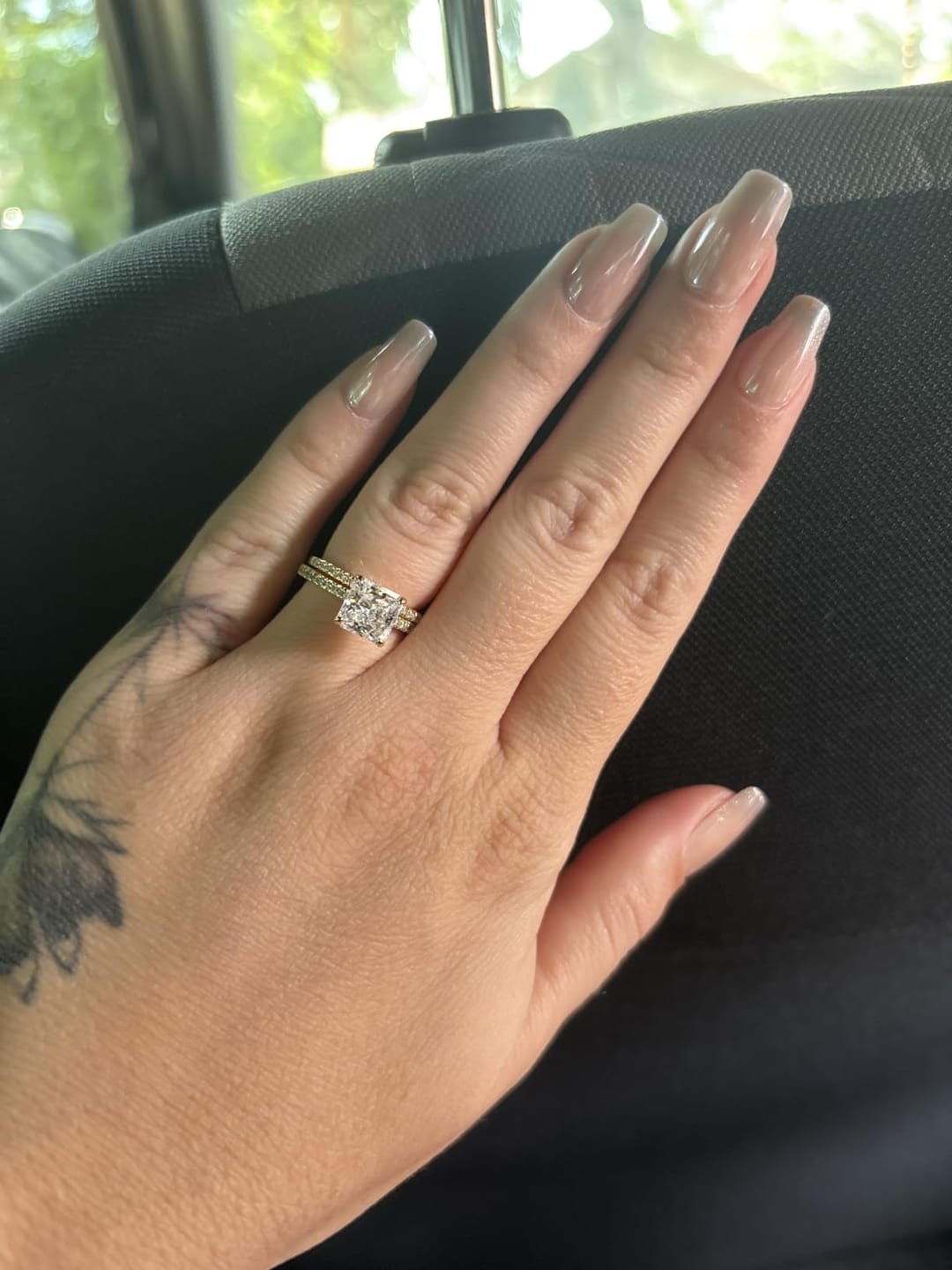 Customer photo review of S925 Square 2.0Ct Princess Cut Wedding Ring Set In Sterling Silver Stackable Ring Set For Women