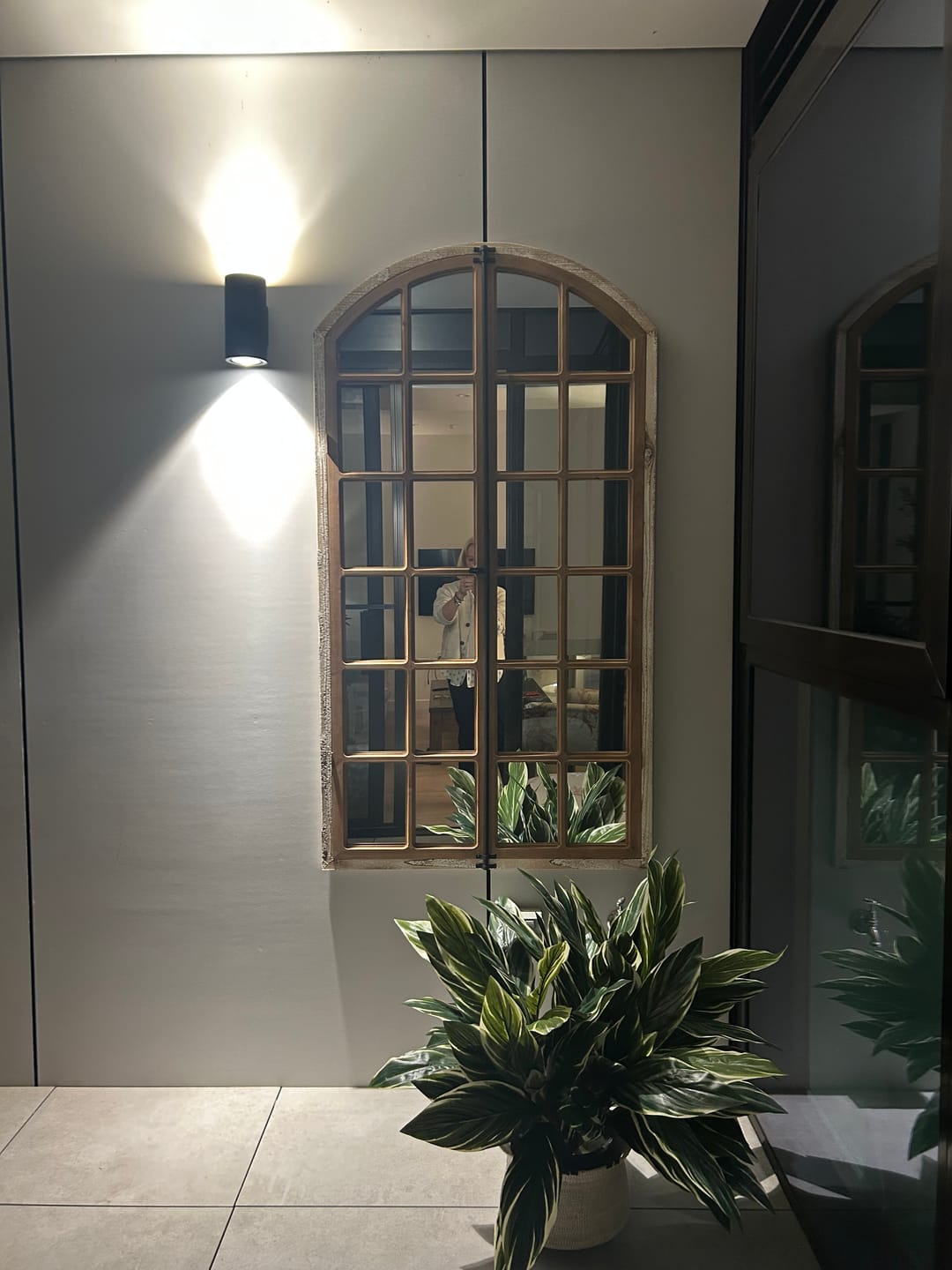 Customer photo review of Mathieu French Provincial Arch Window Mirror, Natural Timber & Iron