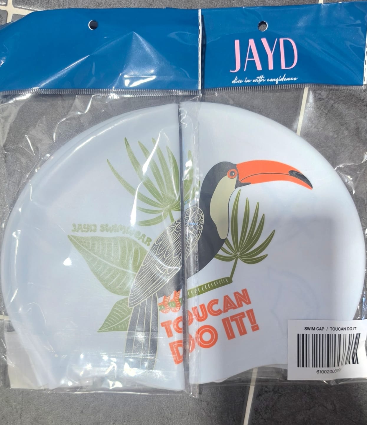 Customer photo review of JAYD Swim Cap - Toucan Do It