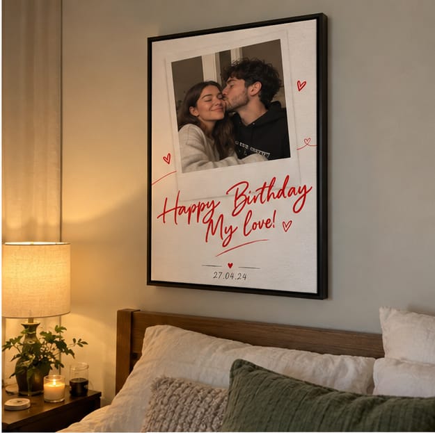 Customer photo review of Custom Birthday Couple Photo Canvas Wall Art