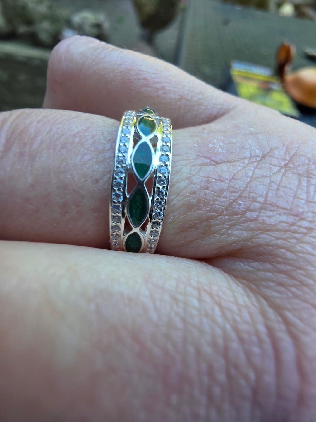 Customer photo review of Ladies Solid Silver Eternity CZ Half Channel Ring