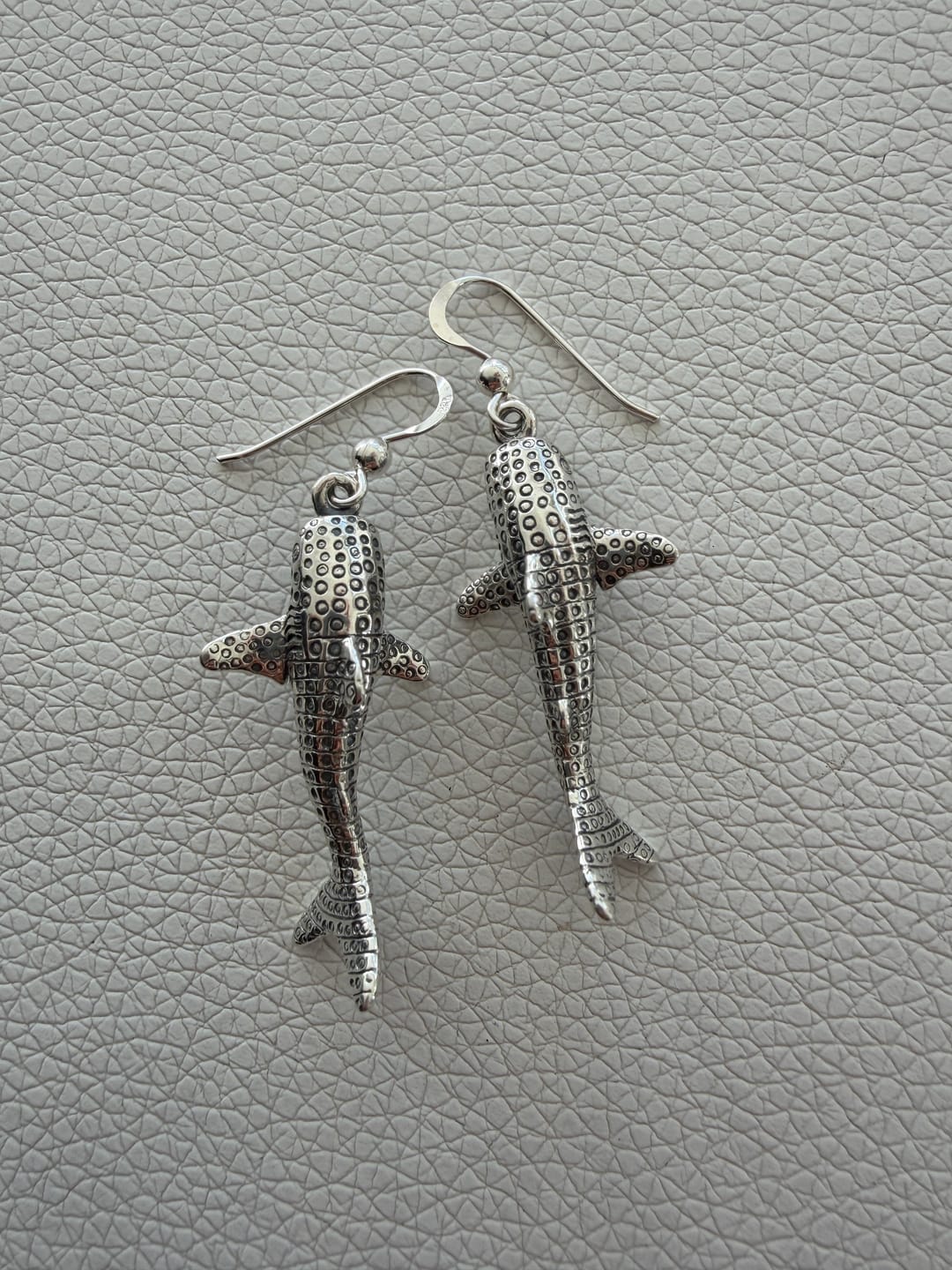 Customer photo review of Whale Shark Hook Earrings - 925 Real Sterling Silver