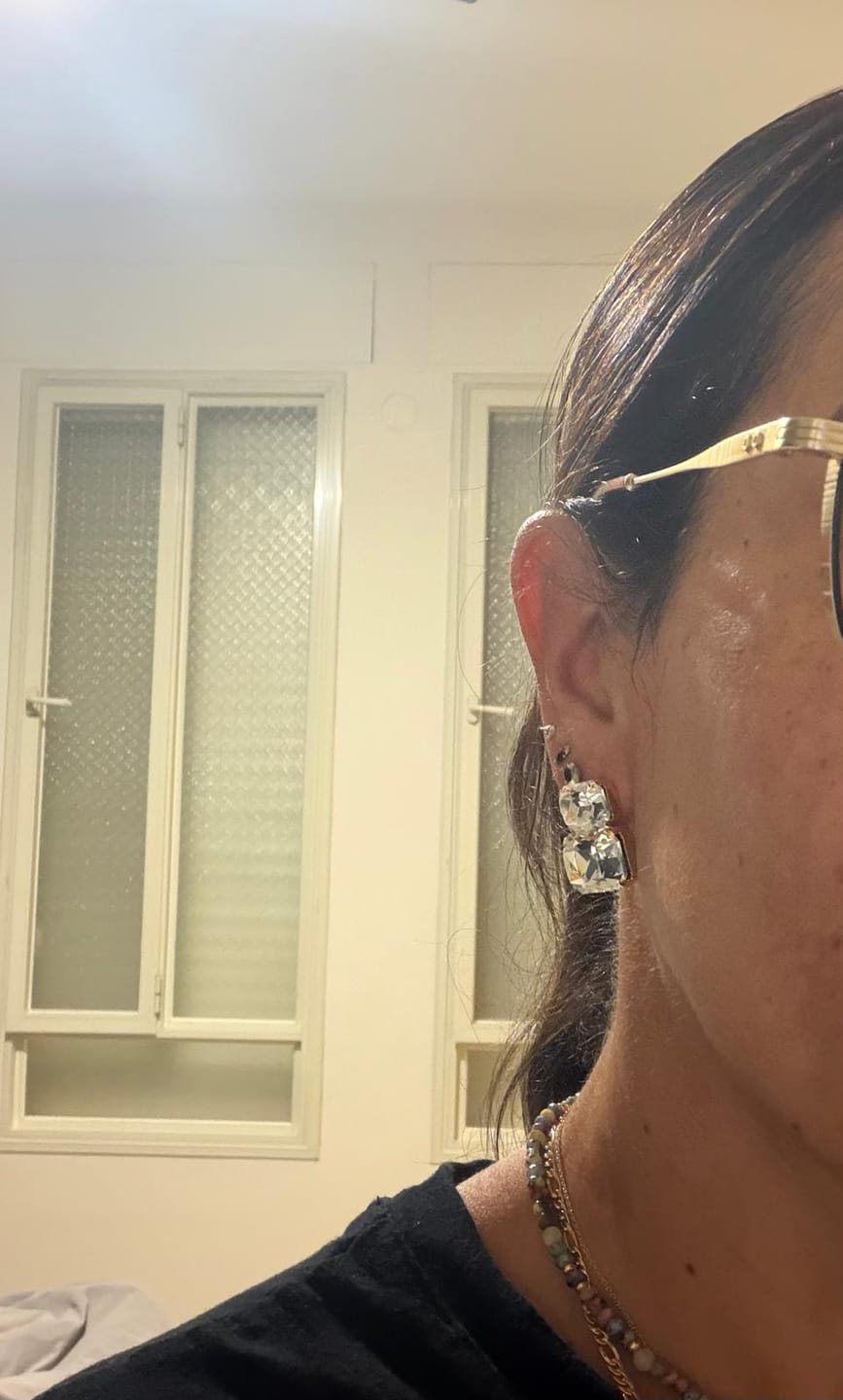 Customer photo review of Solstice Crystal Earrings