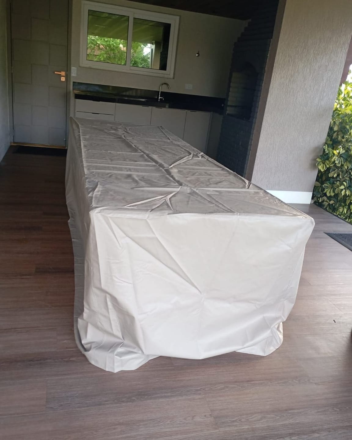 Customer photo review of Capa para Móveis de Jardim Oxford 420D Bege Impermeável