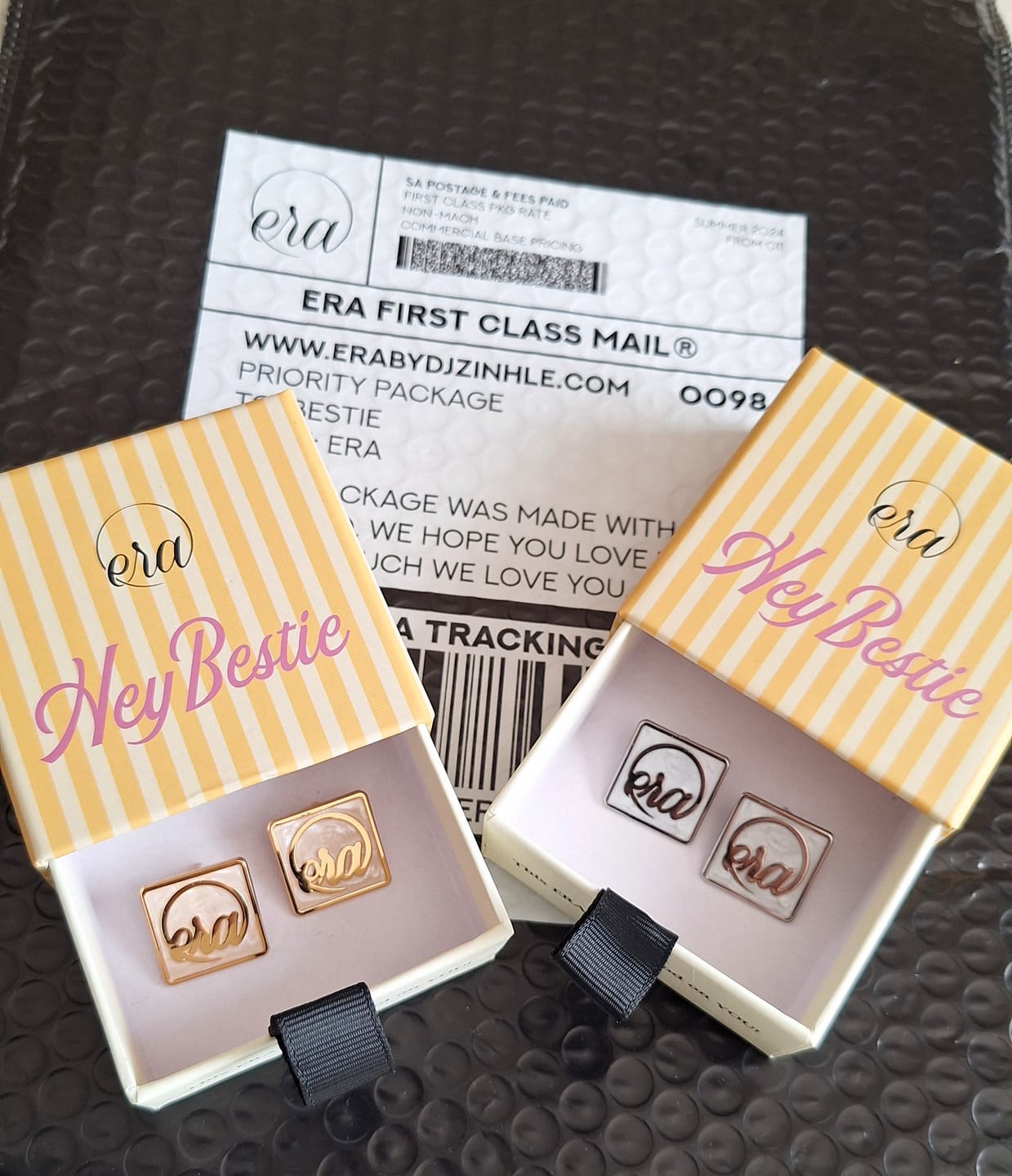 Customer photo review of Silver Pearl Square Earrings