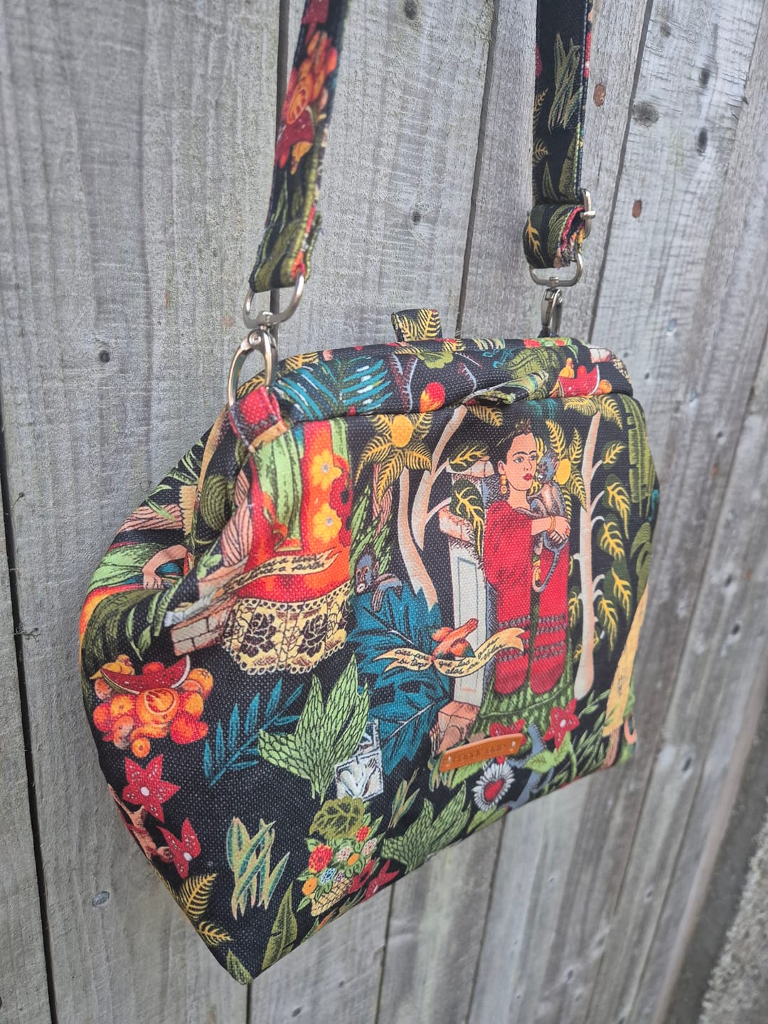 Customer photo review of Frida Kahlo Tropical Black Background Fabric by the Metre