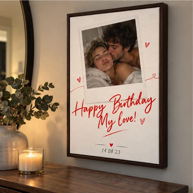 Customer photo review of Custom Birthday Couple Photo Canvas Wall Art