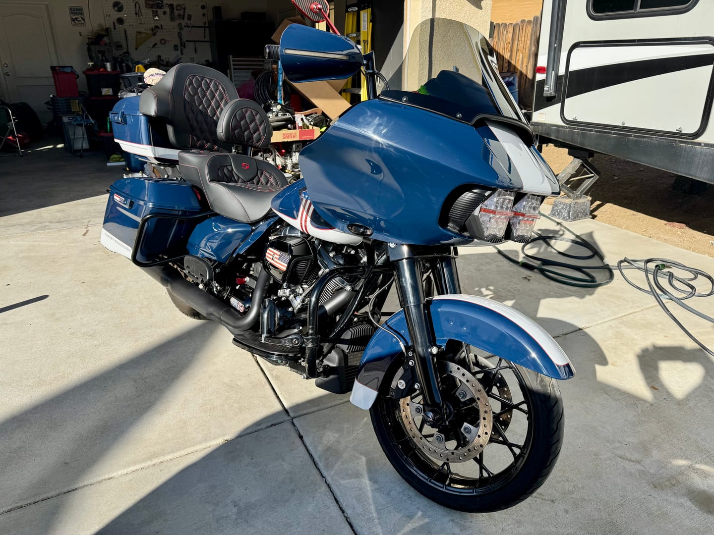Customer photo review of Color Matched hand guard with LED for Touring & Softails fit for 2009-2026