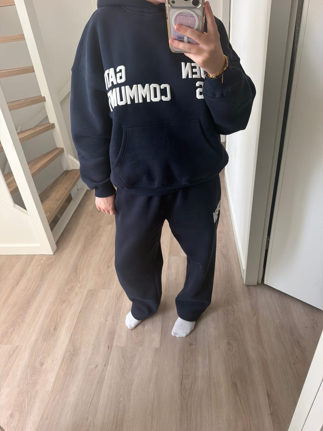 Customer photo review of GATED COMMUNITY STRAIGHT LEG SWEATPANTS NAVY