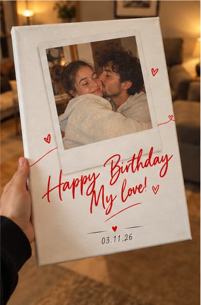 Customer photo review of Custom Birthday Couple Photo Canvas Wall Art