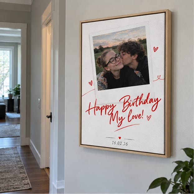 Customer photo review of Custom Birthday Couple Photo Canvas Wall Art