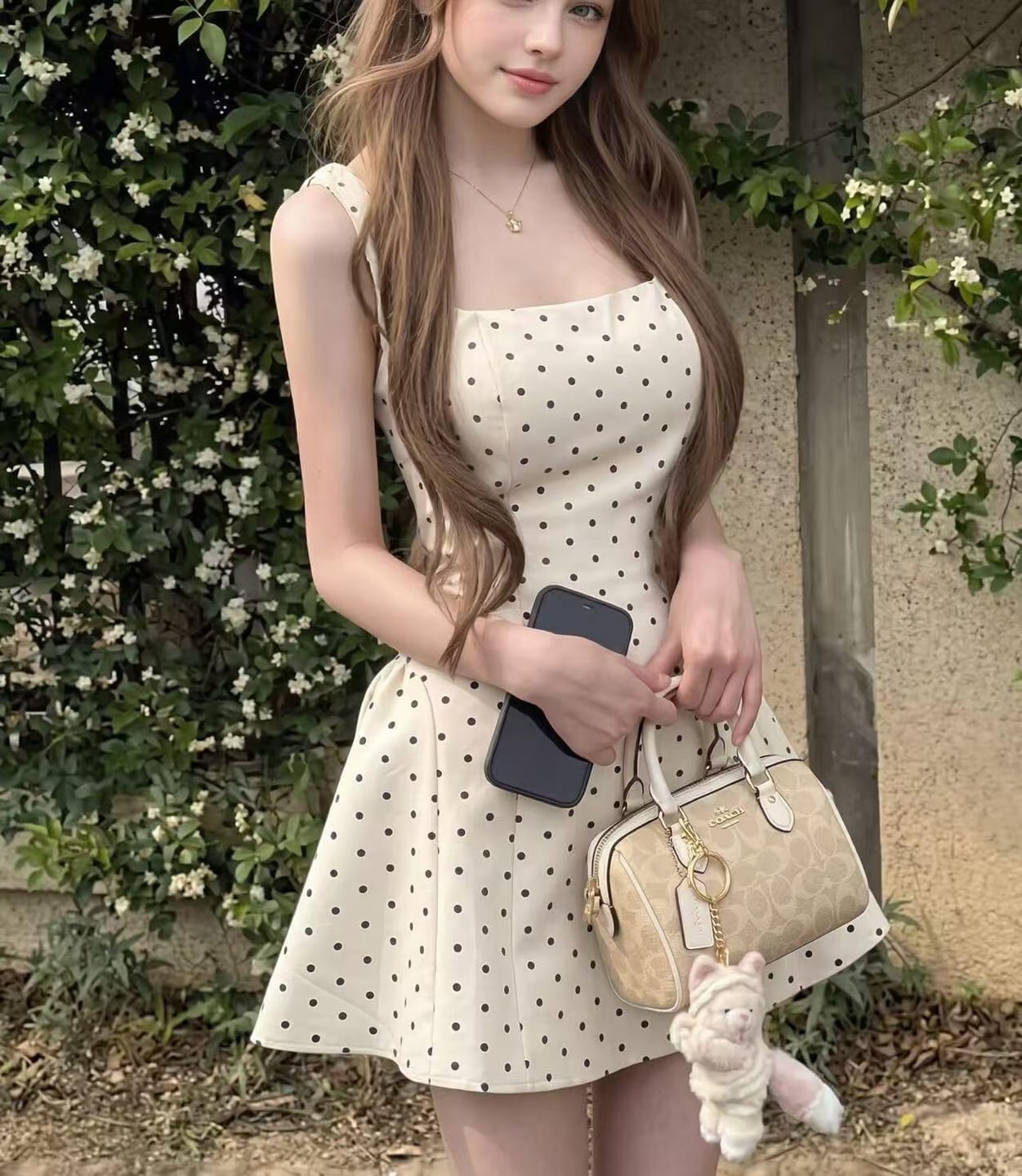 Customer photo review of Vintage-Inspired Polka Dot Mini Dress