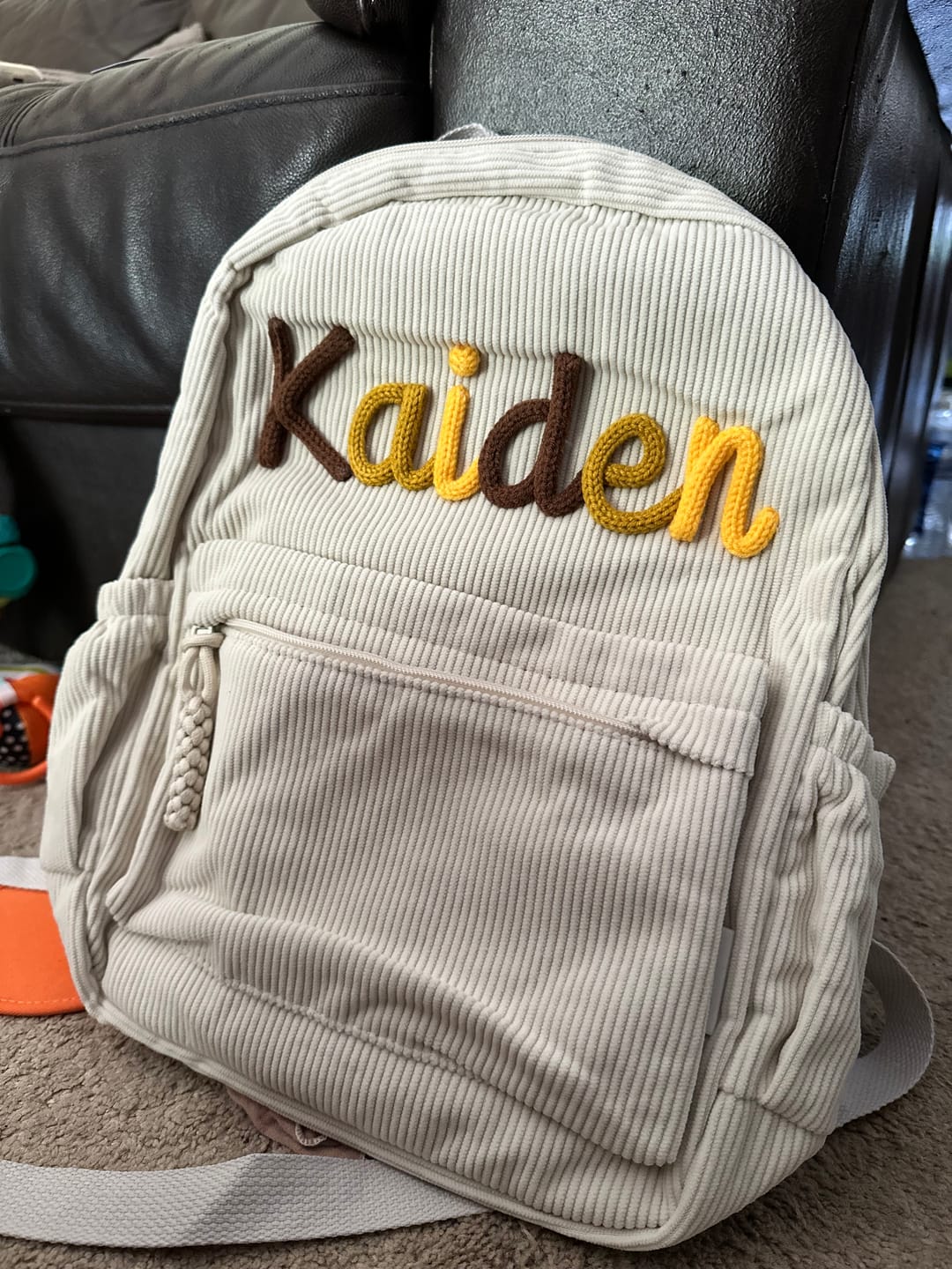 Customer photo review of K&C - Personalized Knitted Backpack