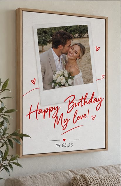 Customer photo review of Custom Birthday Couple Photo Canvas Wall Art