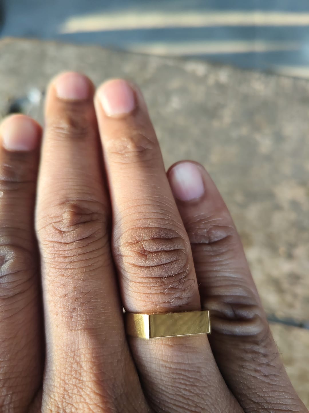 Customer photo review of Plain Gold Bar Ring