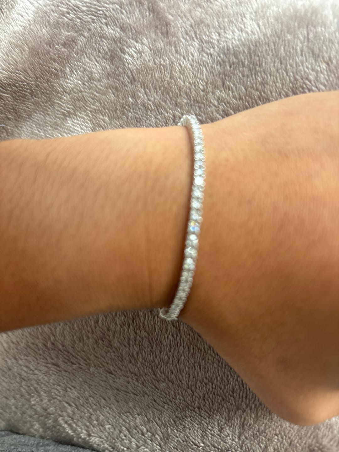 Customer photo review of 2mm Moissanite Tennis Bracelet in Solid 925 Silver