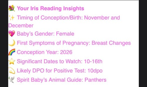 Customer photo review of Timing & Gender Predictions