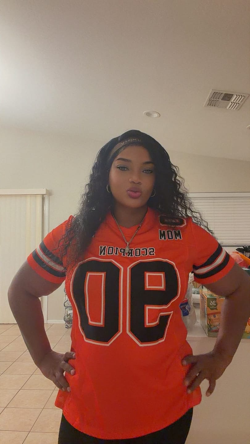 Customer photo review of Custom Orange Black-White Personalized Classic Authentic American Football Jersey