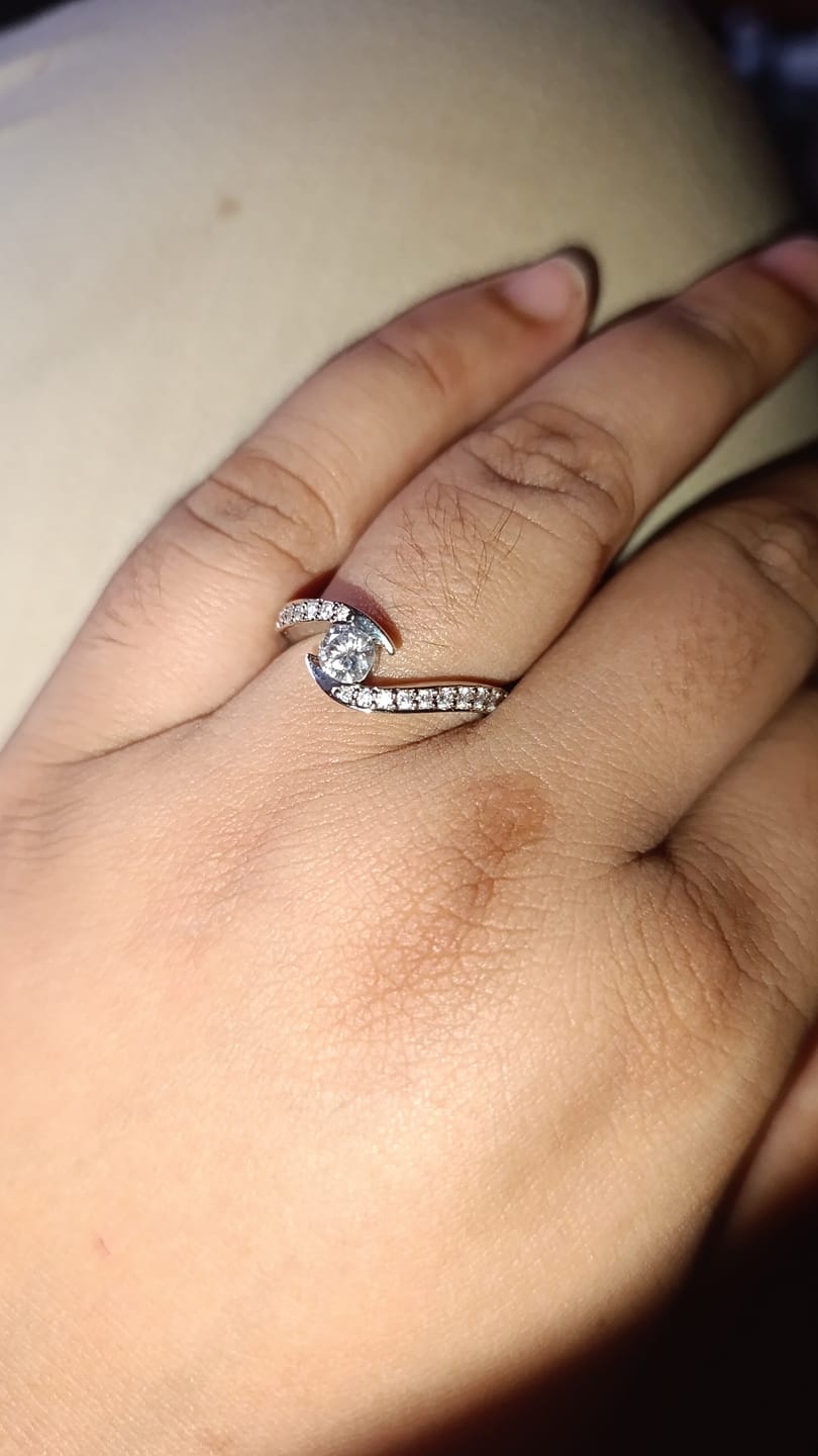 Customer photo review of Glinted Glow — 0.5ct GRA Certified Moissanite Halo Ring in 925 Silver