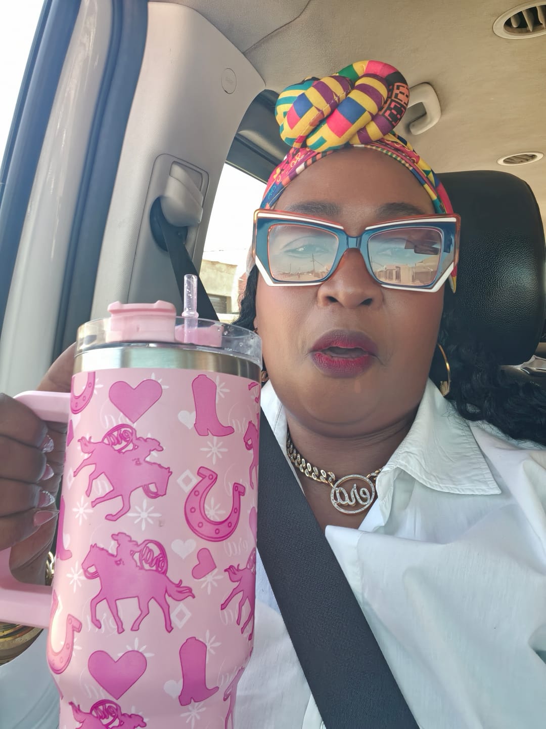 Customer photo review of Bestieville Festival Tumbler