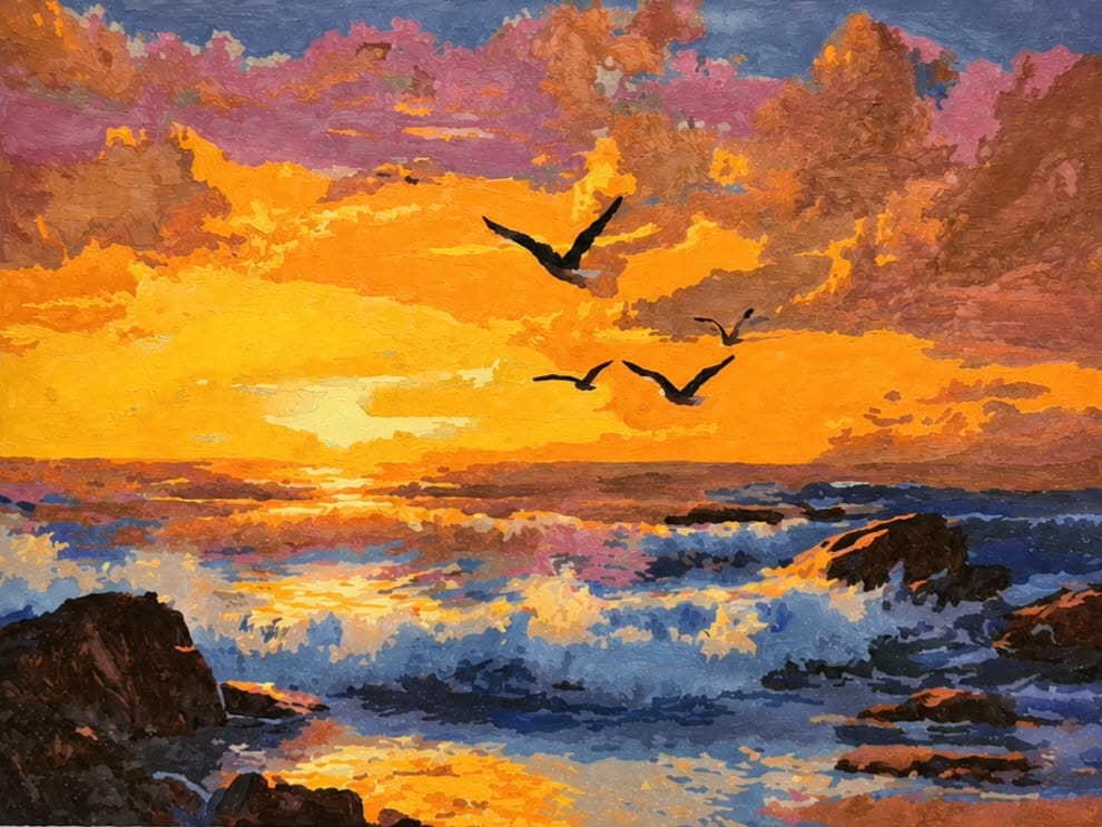 Customer photo review of Ocean sunset | Paint by Number